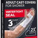 100% Waterproof Cast Covers for Shower Arm - Tight Seal - 3pk Adult Reusable Cast Protectors - Half Arm Bag Sleeves