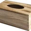 Rustic Wooden Tissue Box Cover Kleenexes Box Holder Rectangular Tissue Box Napkin Dispenser for Bathroom Office Living Room Dinner Table (Light Walnut)