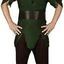 Adult Men’s Costume Green Leaves Bandage Blouse Girdle Hats Elf Cosplay Outfits Halloween Dress Up, M