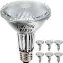 PAR30 Long Neck Halogen Flood Light Bulbs, 120V 75W, Dimmable High Output, E26 Medium Base, 2700K Warm Lighting, 3000 Hours for Recessed Light Bulb, 6 Pack