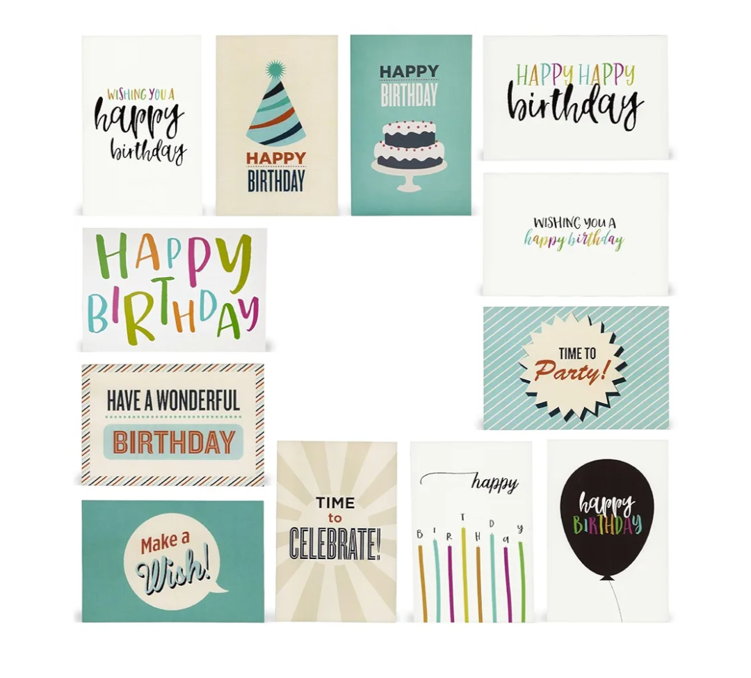 BEST PAPER GREETINGS 120 Pack 4x6-inch Happy Birthday Cards with Envelopes - Gift Set for Kids, Students and Teachers (12 Assorted Designs)