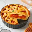 Yamteck 9.5*2.2 Inch Deep Tart Pan w/ Pie Cake Server. Removable Bottom, Non-Stick Coating, Rugged Carbon Steel for Tart Quiche Baking. Gift for Women Wife Christmas Thanksgiving Party Festival Family