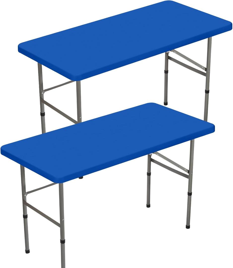 BDDC 2 Pack Rectangle Fitted 4ft Table Cover  24" x 48" Stretchy Spandex Royal Blue Table Cloth, Washable & Wrinkle-Resistant Tablecloth for Tables, Indoor/Outdoor Picnics, Patios & Events