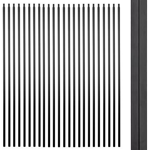 Senmit S01 Wrought Iron Balusters Set of 50 Hollow Plain Bar Decorative Metal Balusters for Decks Spiral Stair Railing 1/2-inch Iron Spindles Satin Black Metal Railing