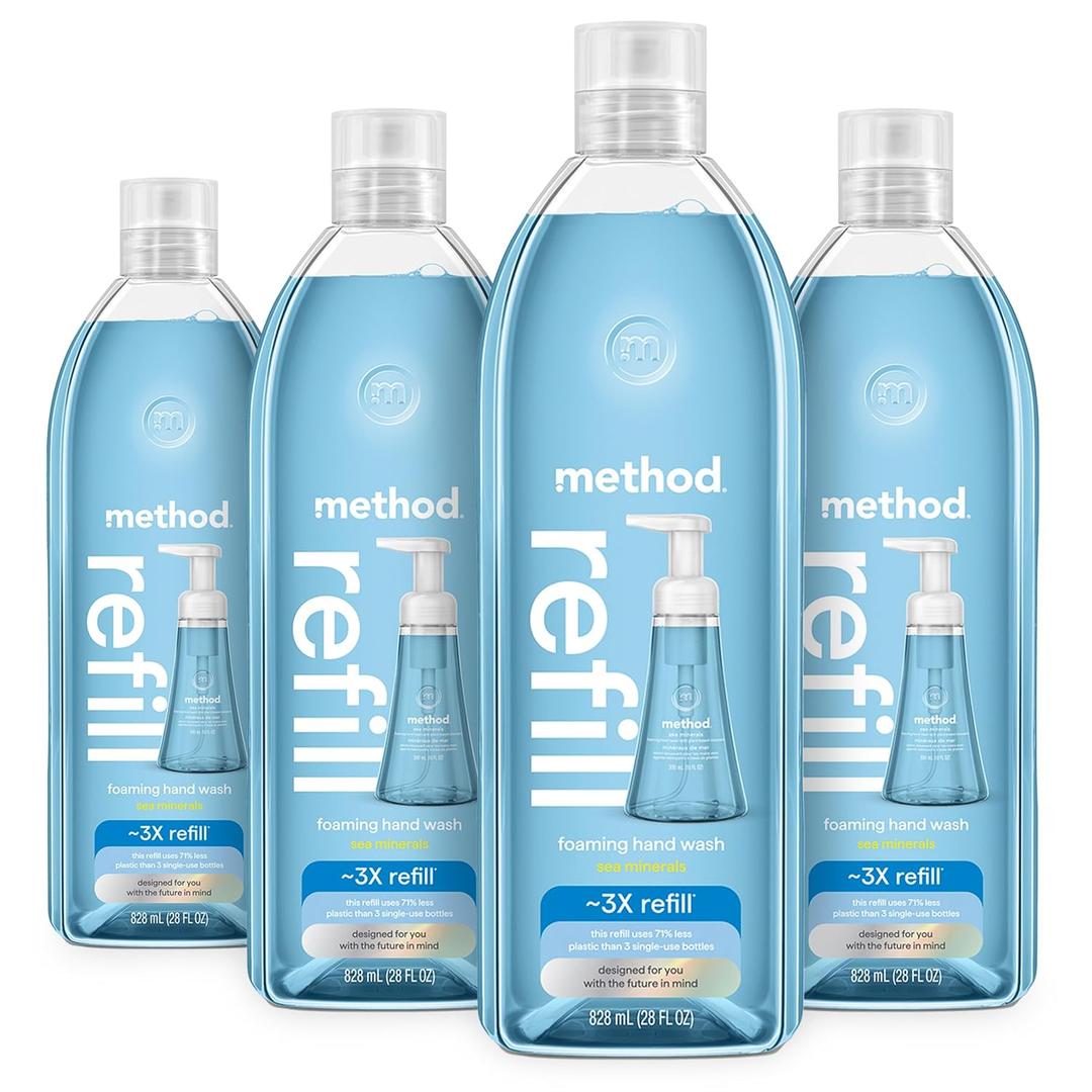 Method Foaming Hand Soap Refill, Sea Minerals, Recyclable Bottle, 28 fl oz (Pack of 4) 