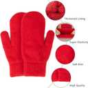 Winter Warm Mittens for Women - Cold Weather Stretch Thick Lining Knitted Gloves S/M (Red)