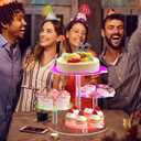 Cake Stand with Rechargable LED Light, Round Light Up Cupcake Stand, Cupcakes and Cakes Comb for 8-12 Inch Cakes, Tiered Cake Tree Tower, Clear Dessert Display Stand for Wedding Birthday Party