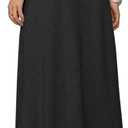 SOFIA'S CHOICE Women's Drawstring Maxi Skirt with Pockets High Waist A Line Long Skirts Black Small (Black, S)