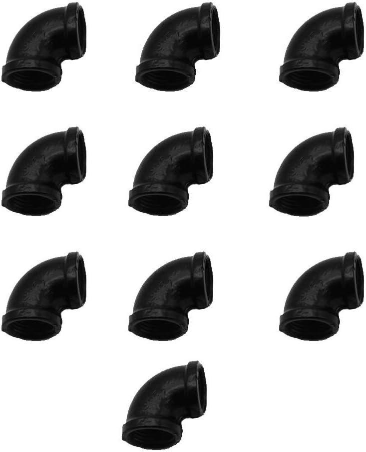 GeilSpace Elbow, Malleable Iron Pipe Fittings - Vintage DIY Industrial Shelving, Industrial Decor, Furniture DIY (3/4", Black) (0.75 Inch)