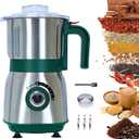Versatile Kitchen Grinder | 500W Electric Mill | Grinds Spices, Nuts, Grains, Coffee | 3 Stainless Steel Blades | Dry Use (Green)