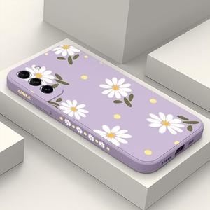 LEECG for Samsung Galaxy S21 FE Case, Floral Creative Sides Fashionablee Designs Soft Silicone Slim Phone Cover for Samsung S21 FE, Daisy Purple
