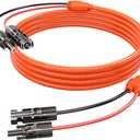 30FT 9M Orange One-Piece Solar Panel Extension Cable, 12AWG 4mm Solar PV Wire with IP68 Female & Male Waterproof Connectors, Flame Retardant Protective Sleeving for Home, RV, Solar Energy Systems