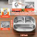 Stainless Steel Kids Plates,Set of 4 Toddler Plates with Lids - 3 Compartments Stainless Steel Snack Containers for Kids Non Toxic & 100% BPA Free