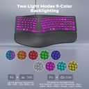 MEETION Ergonomic Keyboard Wired, 7 Colors Transparent Backlit, 4 Brightness, 1 RGB Breathing Backlit, Comfortable Wrist Rest Cushion, USB-A/USB-C Adapter Ergo Keyboard for Windows Mac Computer Laptop
