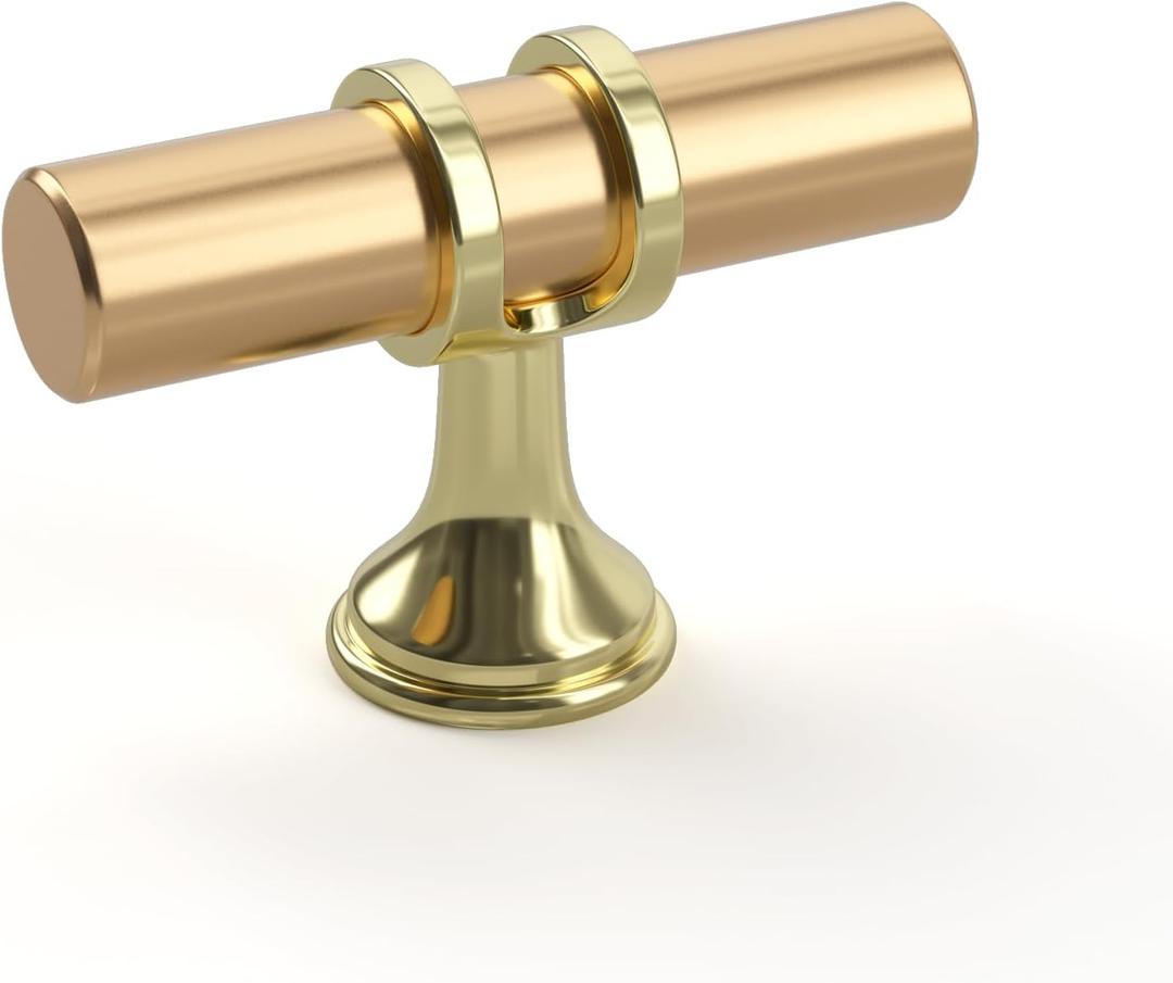 Goldenwarm 5 Pack Gold Cabinet Knobs Brushed Gold Cabinet Handles Kitchen Drawer Knobs Brushed Brass Drawer Handware Pulls Handles for Bedroom Cupboard