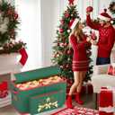Christmas Ornament Storage Box Fits 128-3'' Holiday Ornaments Christmas Ornament Organizer Storage Box Christmas Decorations with Dividers (Green)