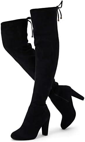 Vepose Women’s Thigh High Over The Knee Boots Suede Fashion Long 3.5 Inch Heel Boots with Zipper Size 6