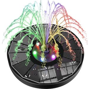 SZMP Solar Water Fountain Upgraded 100% Glass Panel, 3.5W Solar Powered Fountain Built-in 2000 Battery with 7 Nozzle & 4 Fixer, Solar Fountain Pump for Bird Baths, Fish Tank, Outdoor (Colorful)