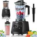 Professional Blender,Smoothies Blenders, PRASKY Max.2400Watts/1000Watts Blender and Grinder Combo 25000RPM Powerful Kitchen 68oz BPA Free 2 Containers Countertop Blenders Ice Crushing (Black)