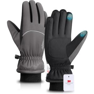 Rivmount Winter Gloves Women Men, Thermal Ski Gloves for Cold Weather with Warm, Waterproof, Touchscreen for Running, Skiing (Small, Gray)