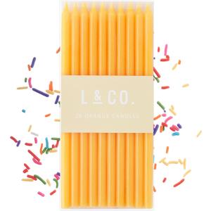 20 Count Tall Skinny Orange Solid Birthday Cake Candles for Birthday Wedding Party Cakes Decorations