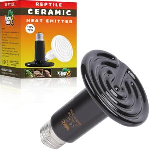 LUCKY HERP Reptile Heat Lamp - 75W Ceramic Heat Emitter Reptile Heat Lamp Bulbs (1 Pack), No Light Ceramic Heat Bulb, Heat Lamp for Reptiles Amphibian Chicken Pet Brooder Coop Lizard Turtle