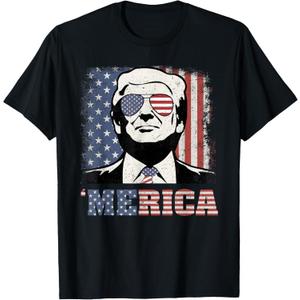 'Merica Trump Shirt Funny Trump 4th of July American Flag T-Shirt Large