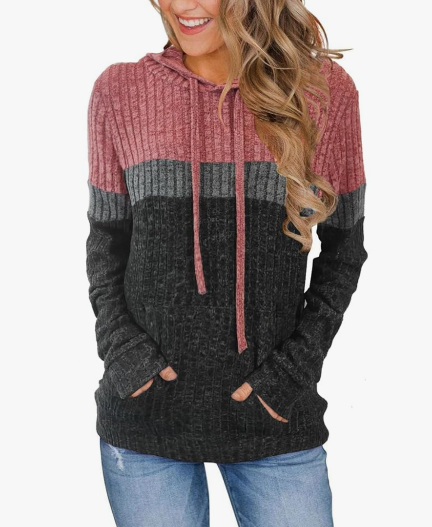 MixShe Women's Cozy Textured Sweaters 2025 Fall Fashion Hoodies, Size L