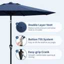 GarveeLife 9FT Umbrella Outdoor Patio, Table Umbrella with Push Button Tilt and Crank, 8 Sturdy Ribs Waterproof UV Protection for Garden, Pool, Deck, Backyard, Market (Navy)