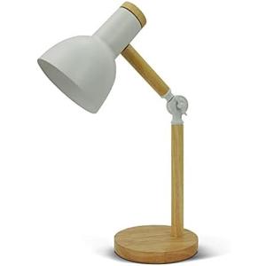 BIFULDYO LED White Desk Lamps for Home Office, 3-Color Dimmable White Table Lamp for Bedroom, Wood Desk Lights for Dorm Roomb, Desktop Lighting, Tabletop