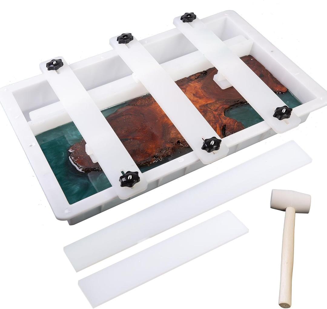 Kalinta Epoxy Mold with Divider Adjustable- 31.5x19.5x3in No-Seal Resin Mold Integrated Clamping System - Perfect for Beginners & Experienced Artists Alike - Ideal for Creative Resin Art Projects