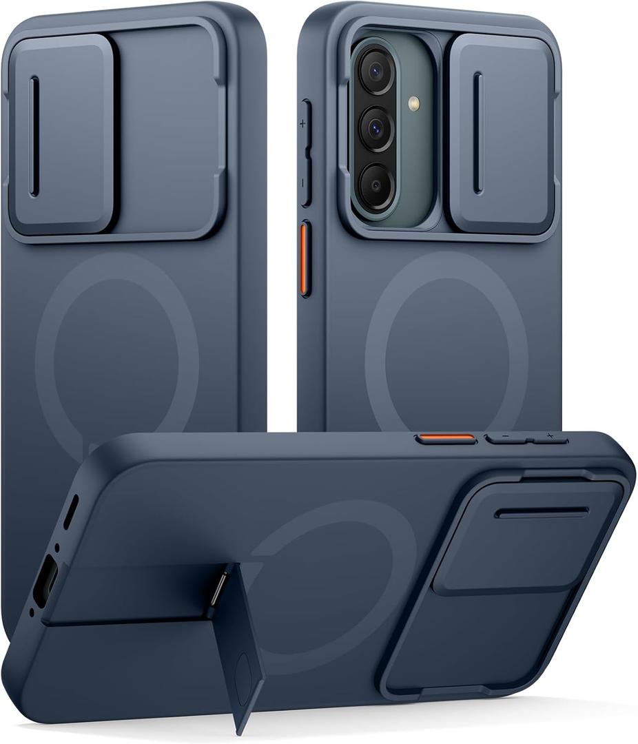 SURITCH for Samsung Galaxy A37/A36 5G Case, Compatible with MagSafe, Shockproof Bumper Cover Slim Magnetic Protective Cases with Camera Cover & Adjustable Metal Kickstand for Galaxy A37/A36 5G, Blue
