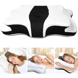 Memory Foam Pillows, Cervical Pillow for Neck and Shoulder Pain Relief, Ergonomic Contour Bed Pillow, Soft for Side Sleep Stomach Sleeping and Back Sleeper, Size: Queen Size-24.8''Lx14.96''Wx5.78''H