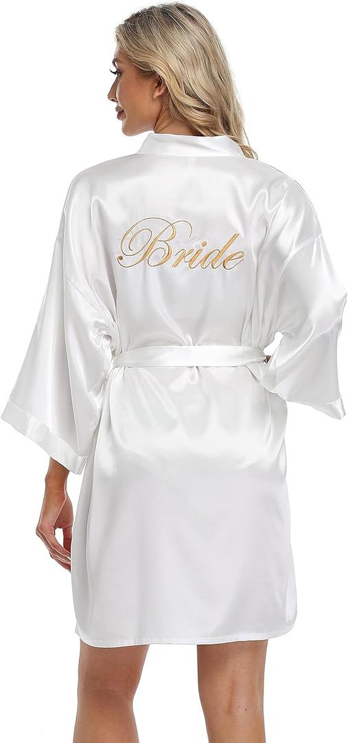 Women's Short Kimono Robe Soft  Robes for Wedding Party Bridal Robes Getting Ready,bride