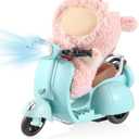 1 Pcs Doll Scooter Doll Vehicles Mini Electric Scooter Toy with Music & Lights Could Rotate 360 Dolls Accessories Cute Scooters Toy Ornaments Battery Not Included (Blue)