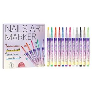 12Color 3D Nail Art Pens Set Nail Polish Graffiti Dotting Pen Drawing Painting
