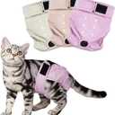 Paw Legend Cat Diapers for Female Cats Spraying Washable Reusable Kitten Diapers for Cats Incontinence Pet Diapers (3 Pack, X-Small) (Solid)