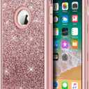 Hython Designed for iPhone 8 Plus, iPhone 7 Plus Case, Heavy Duty Defender Protective Bling Glitter Sparkle Hard Shell Hybrid Shockproof Rubber Bumper Cover for 7 Plus and 8 Plus, Rose Gold