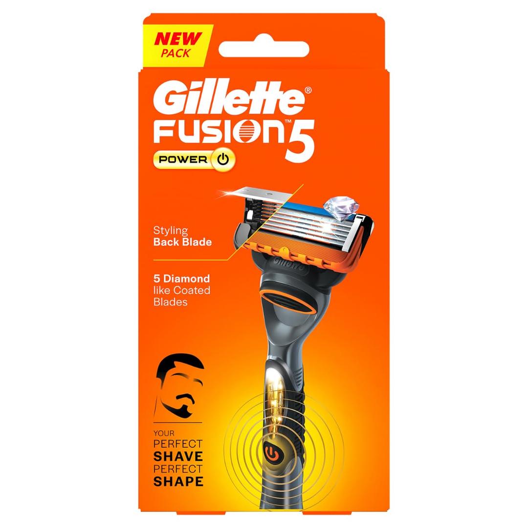 Gillette Fusion Power Razor for Men with styling back blade for Perfect Shave and Perfect Beard Shape 2 pack