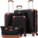 Luggage Sets 5 Piece Suitcases with Wheels, Suitcase Set ABS Hard Case Luggage with TSA Lock Spinner Wheels Durable Travel Luggage (Black)