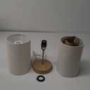 Lakumu Set of 2 Table Lamps with 2 USB Ports, Modern Bedside, Desk Lamps with Pull Chain, Nightstand Lamps with Cream Fabric Shade and Oak Metal Base for Living Room Bedroom Office Reading Dorm Hotel (Beige)