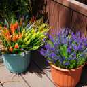 20 Bundles Artificial Plants Outdoor, UV Resistant Fake Flowers Realistic Faux Lavender Shrubs for Porch Garden Window Box Home Decoration (Purple)