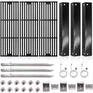 Adviace Grill Parts for Char Griller 5050, 5650, 2121, 3001, 5072, 2123, 2828, 3030, King Griller 3008, 5252, Cast Iron Grill Grates, Heat Plates, Burners, Ignitors for Chargriller Replacement Parts.