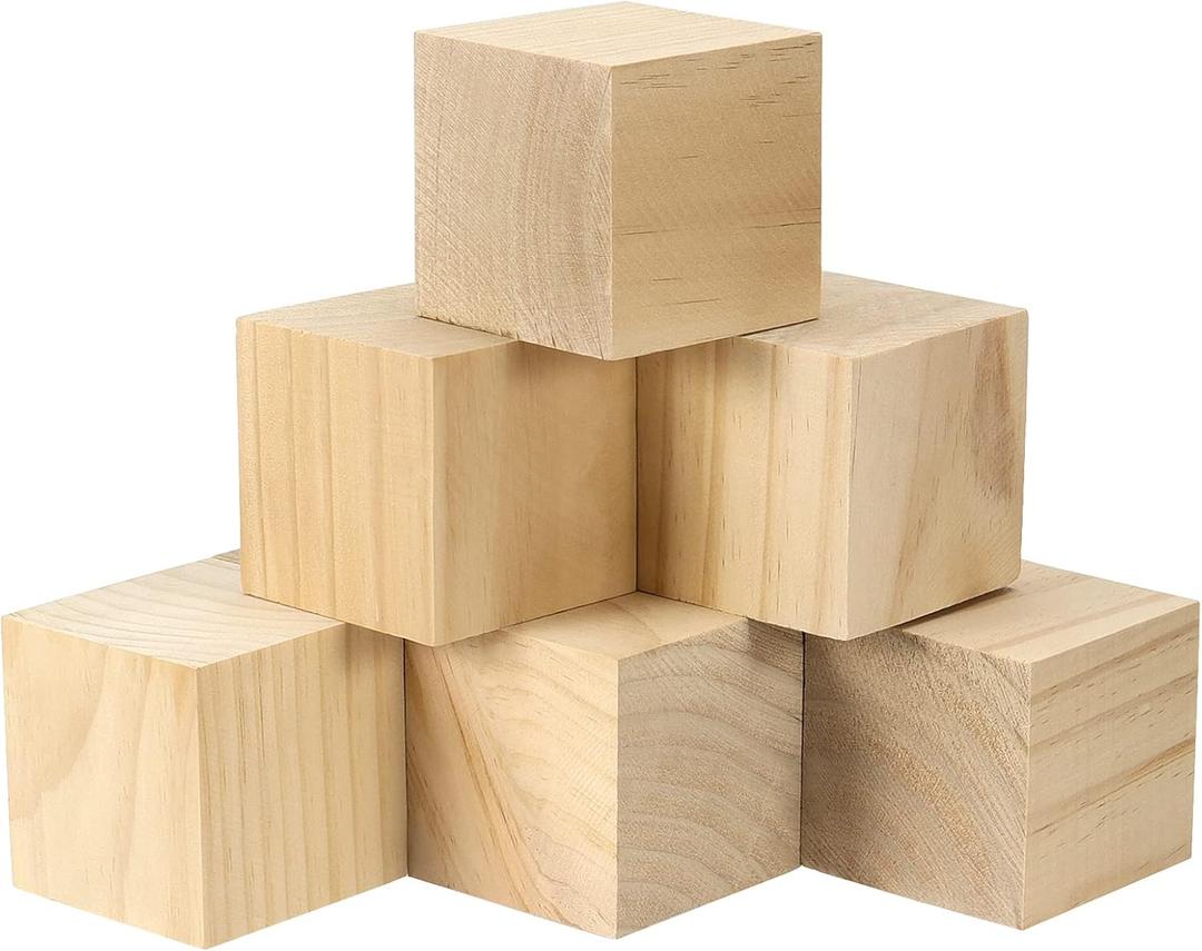 8 Pack 3 Inch Wooden Cubes, Unfinished Natural Wood Blocks, Blank Square Blocks Wood Cubes for Crafts and DIY Dcor