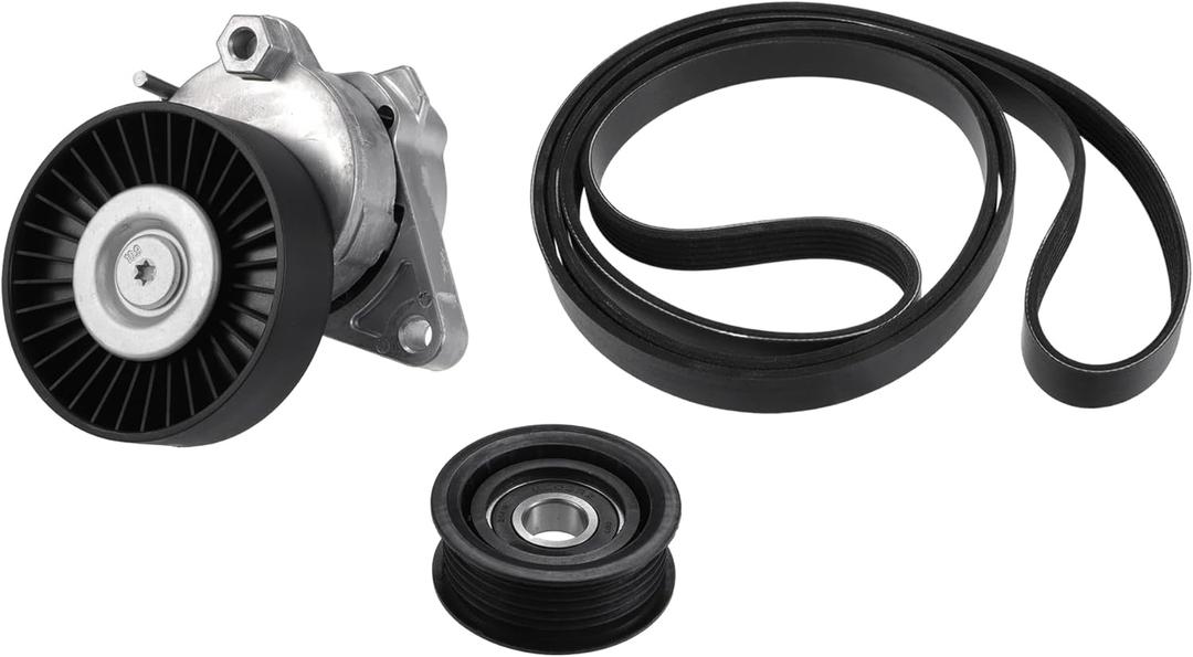 X AUTOHAUX Serpentine Drive Belt Tensioner Pulley and Idler Pulley Belt Assembly for Mercedes-Benz C240 C320 CL500 CLK320 E320 E500 ML500 S350 SL55 for AMG AC Belt Tension Idler Pulley