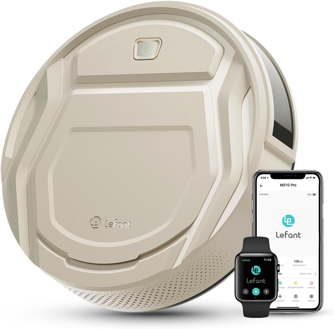 Lefant M210 Pro Robot Vacuum, Strong 2200Pa Suction, 120 Min Runtime, Super Slim Thin, Low Noise, Self-Charging, Wi-Fi/App/Alexa Control, Ideal for Pet Hair & Hard Floors