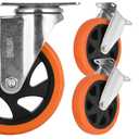 6 Inch Caster Wheels Set of 4 (2 Rigid, 2 Swivel), Ball Bearing 360 Degree Plate Swivel Castors Wheel Load 3000 lbs, Casters for Furniture, Workbench, Dolly, Cart