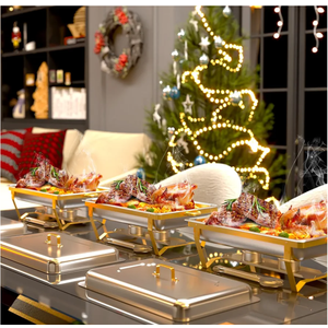 Chafing Dishes for Buffet 2 Pack, 9QT Chafing Dish Buffet Set Stainless Steel Buffet Food Warmers Sets for Catering Events Parties Dinners with Complete Set,Gold and Silver (2)