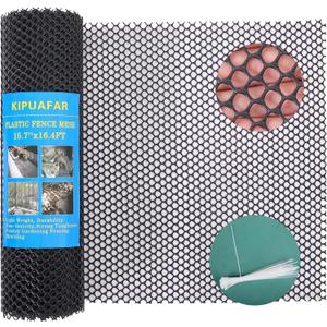 Pet Proof Barrier Net, Black Plastic Chicken Wire Mesh Fencing 15.7IN x 16.4FT, Balcony Cat Safety Net & Garden Snake Barrier, Heavy Duty Protection for Chicken Coops, Rabbit Hutches, Dog Kennels