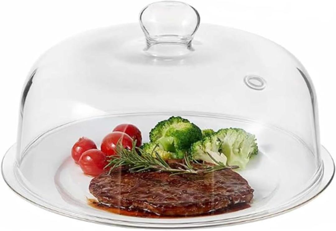 EliteVibe 10 inch Glass Microwave Splatter Cover, Glass Microwave Cover for Food, 5 Inch Tall Plate Splatter Lid Guard, Kitchen Serving Dish Covers, BPA Free, Non Plastic, Dishwasher Safe